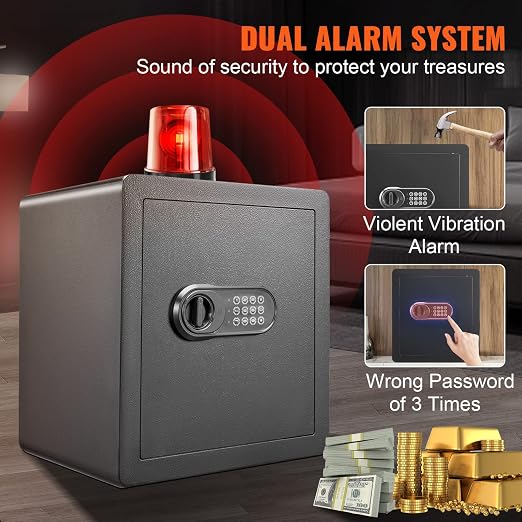 VEVOR Safe Box with Digital Keypad and 2 Keys, 1.8 Cubic Feet Home Safe, Steel Security Cabinet, with Fire-proof Bag, Protect Cash, Gold, Jewelry, for Home, Hotel,15.8"Wx13"Dx16.9"H