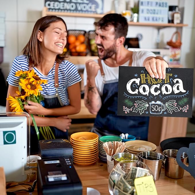 BOUBONI 3 Pack Small Chalkboard Signs with Wood Stand 6 x 8 inch Tabletop Chalkboard Sign Double-Sided Message Menu Boards for Kitchen Wedding Bar and Restaurant