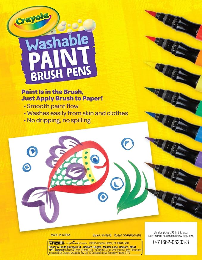 Crayola No-Drip Paint Brush Pens, Assorted Colors Set, 40 Count, Creative Gift for Kids and Teens