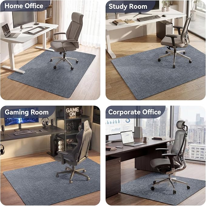 Office Chair Mat for Hardwood Floor Non Slip Protector Grey 32"x48" | PU Self-Adhesive Rolling Chair Mat for Under Desk, Large Duty Hard Floor Protectors for Wood/Tile, Desk Rug for Home Office