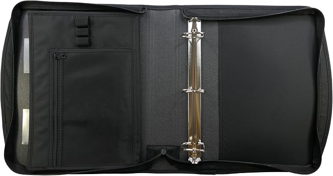 Five Star Zipper Binder, 2-Inch Capacity, 3 D-Rings, Exterior Zippered Pockets, Interior Mesh Pouch, Easy Grip Spine, Black Cover (66352)