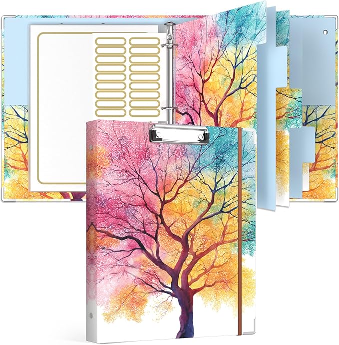 Rouidr 3 Ring Binder with clipboard, 1 inch 8.5 x 11 in Letter Size View Binders Organizer with Dividers Tabs & Clear Sleeves, School Supplies, Office Supplies