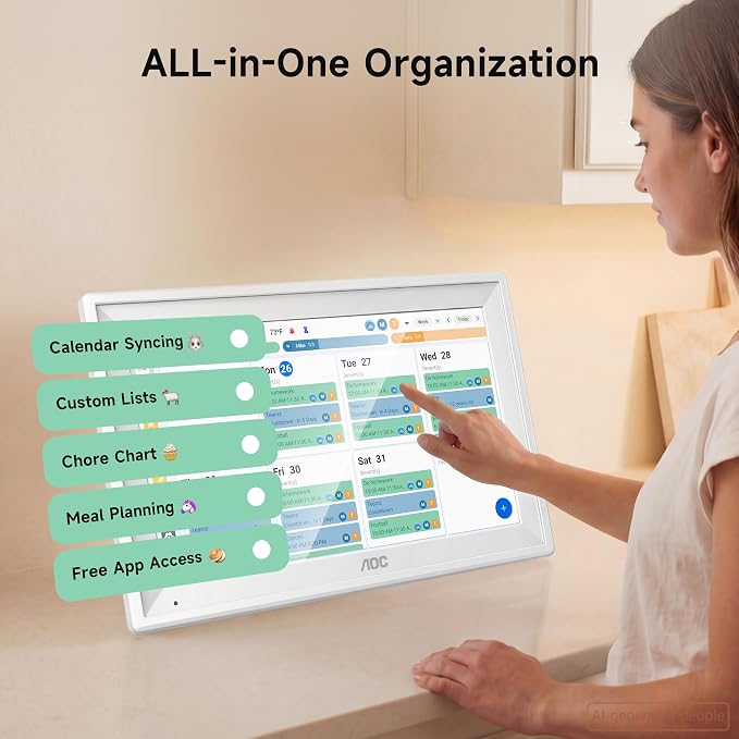 AOC Digital Calendar Wall Touch Screen, 15.6" Smart Electronic Wall Planner