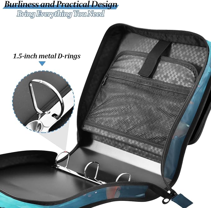 Personalized Sea Turtle 3 D-Ring Binder Bag Zipper Organizer | Multi-Pocket with Handle and Detachable Shoulder Strap Holds 500 Sheets for School Office Supplies