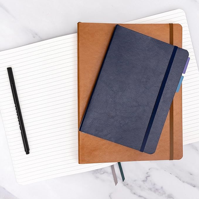 PAPERAGE Softcover Lined Journal Notebook (Blush), 176 Pages, Large B5 College Ruled Notebook, 7.5 inches x 9.8 inches - 100 GSM Premium Paper, Soft Vegan Leather Journal for Home, Work & School