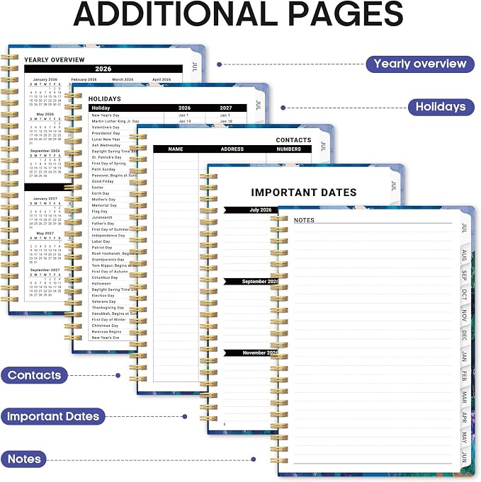 Academic Planner 2026-2027, Jul 2026-Jun 2027 Monthly & Weekly Planner
