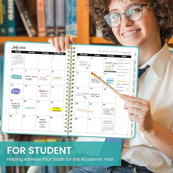 Taja Planner 2026-2027, Jul 2026-Jun 2027 Monthly & Weekly Calendar Book | 8.5" x 11", Hardcover Academic Calendar with Tabs, Teacher Student Agenda Book for School Office Supplies - Aquamarine