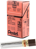 Pentel Super Hi-Polymer Lead, 0.3mm, Extra Fine, H, 12 Piece/tube, Box of 12 (300-H)