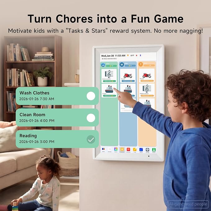 AOC Digital Calendar Wall Touch Screen, 15.6" Smart Electronic Wall Planner