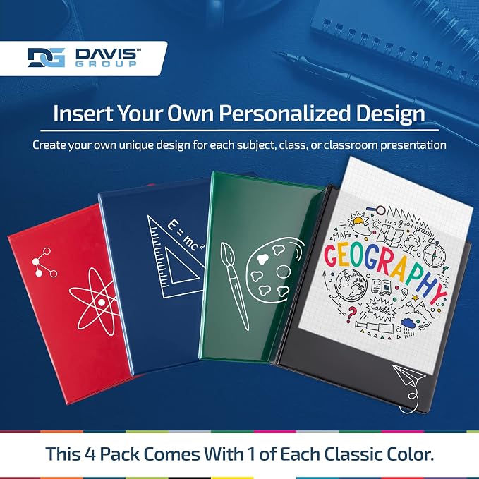 Easyview Premium 2-Inch Binders with Clear-View Covers, 3-Ring Binders for School, Office, or Home, Colored Binder Notebooks, Pack of 4, Round Ring, Classic Colors
