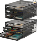 Zhanmai 2 Pack Black Desk Organizer with Drawer Total Wire Mesh Storage Tray Multifunctional Paper Sorter File Stand for Home Office Supplies Letter A4 Paper Office Accessories Back to School (3 Tier)