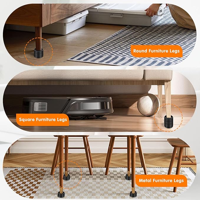Furniture Risers Bed Risers Heavy Duty 1 inch, 2 inch, 3 inch, 4 inch Round Adjustable Bed Lifts Riser for Desk Legs Table Couch Sofa Chair Refrigerator Washing Machine (1+1 Inch, Black, 6 Pack )