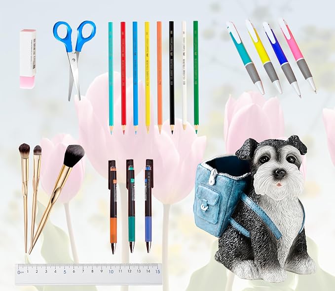 Funny Dog Pen Holder, Pen Holder for Desk Cute, Pencil Holders, Schnauzer Gifts for Women Men Dog Lover Gifts Desk Pen Organizer for Home Office School Decoration