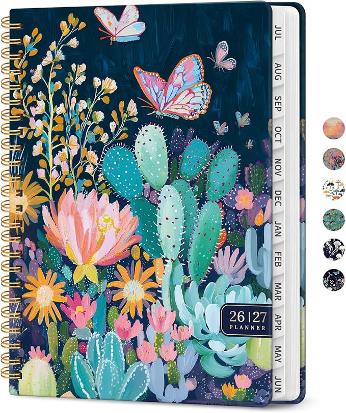 Taja Planner 2026-2027, Jul 2026-Jun 2027 Monthly & Weekly Calendar Planner | 8.5" x 11", Hardcover Academic Calendar, Teacher Student Agenda Book with Tabs, School Office Supplies, Desert Whimsy