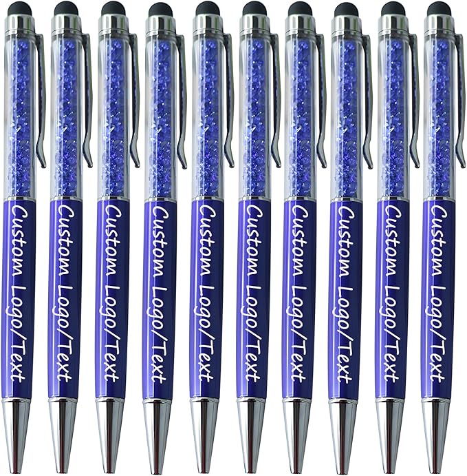 Yucold Customized Pens with Name/Logo - Touch Screen Stylus Ballpoint Pen, Perfect for Weddings, Business & Personalized Gifts (Royal blue,300)