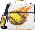 ALAZA Zipper Binder 3 Ring Softball Fire Ball Binder Organizer with Zipper and Shoulder Strap Large Capacity Multi-Pocket Trapper Keeper File Folder for Office Supplies