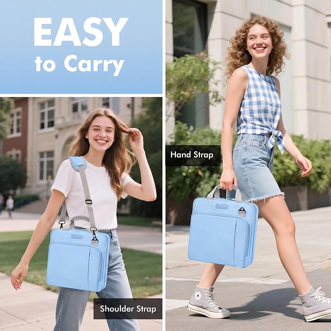 3-Ring Zipper Binder Organizer with Shoulder Strap, 2 Inch Binder | 500 Sheets Zip Up Binder Bag with Multiple Pockets & Storage, Laptop, Books Organizer for School Students and Teachers