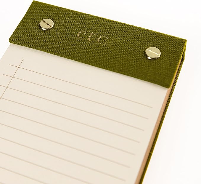 Graphique Post-Bound List Pad Luxe Collection, Perforated Sheets To-Do Notepad, Hardcover Binding, Gold Foil Embossing, 100 Pages, 4” x 9.75”, Olive Green