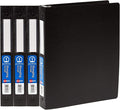 Avery® Hanging Storage 3 Ring Binders, 1" Round Rings, 4 Black Binders | For Everyday School, Home and Office Use, Non-Stick Ink-Resistant Cover, Built-In Hangers for File Systems, Clear Spine Label