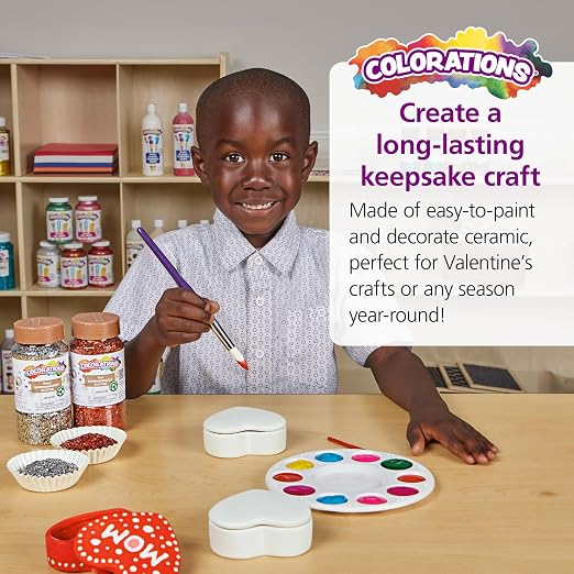 Colorations Decorate Your own Ceramic Heart Boxes, Set of 6