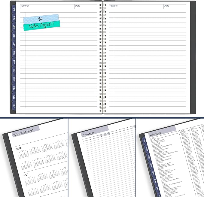 AT-A-GLANCE Planner 2026-2027 Monthly Academic 12-Month July-June Calendar Notebook, 8-1/2" x 11", DayMinder, Charcoal (AYC47045)