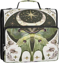 Moth Moon Art Butterfly 3 Ring Binder Bag 1.5 inch Binder Organizer with Zipper Shoulder Strap 500 Sheet Documents Storage for School Office