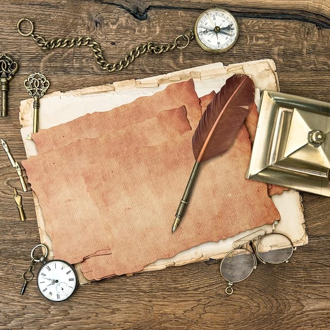 Harloon 200 Pcs Vintage Old Looking Cotton Watercolor Paper Cardstock Blank 200 GSM Thick Antiqued Deckle Edge Virgin Paper for Drawing Writing Printing Invitations Greeting (4x6 Inch)