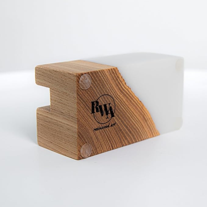 RWA Business Card Holder for Men & Women - Handcrafted Epoxy & Wood, Stylish & Durable Business Card Organizer, Premium Business Card Holders Desk Accessory for Professionals - ELEMENT, white