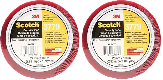 3M Scotch Security Message Box Sealing Tape 3779, 72 mm x 100 m, Individually Wrapped Conveniently Packaged (Pack of 2)