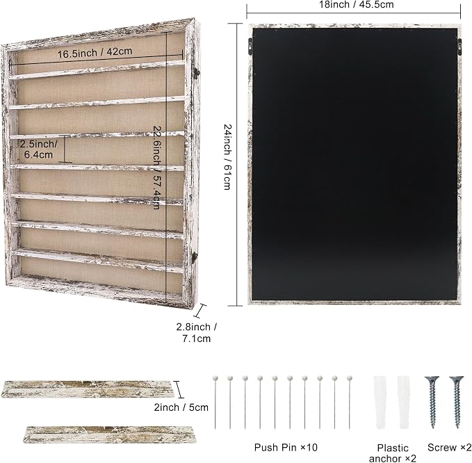 18*24 Large Shadow Box Frame with Removable Shelves,White Shadow Boxes Display Cases for Small collectables，Deep Memory Box Display Case Trinket Shelf for Collection，Coins，Miniatures Figures