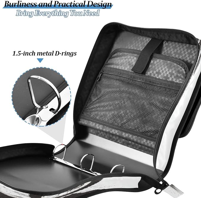 Motocross Rider Zipper Binder for School with Shoulder Strap & Extra Pockets - 1.5 Inch 3-Ring Binder Holds 500+ Sheets, Textbooks, Laptop