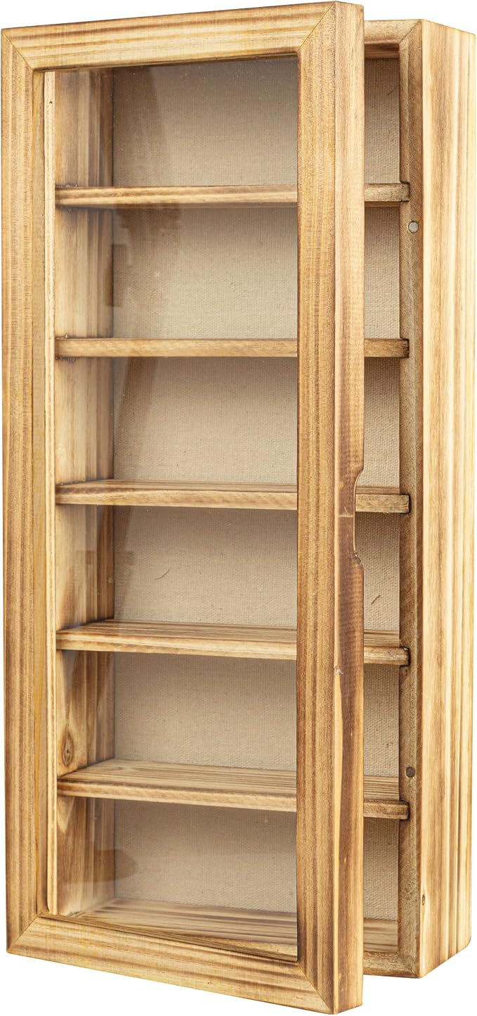 Freezing point Display Cases for Collectibles 16.6×7.4×3.8 Display Shelf Organizer Wall Mounted Shadow Box Frame Wood Holder Large Glasses Storage Box