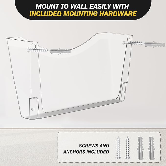 Kuntine.B 6 Pack White Single Pocket File Holder Hanging Wall Organizer, Wall Mount Mails Magazines Organizer for Office and Home