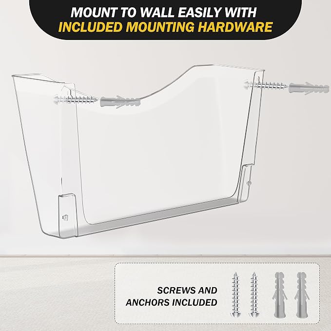 Kuntine.B 3 Pack White Single Pocket File Holder Hanging Wall Organizer, Wall Mount Mails Magazines Organizer for Office and Home