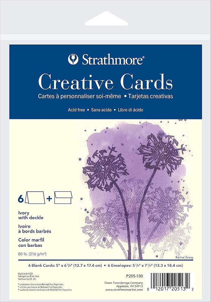 Strathmore Creative Cards, Ivory with Deckle Edge, 5x6.875 inches, 6 Pack, Envelopes Included - Custom Greeting Cards for Weddings, Events, Birthdays