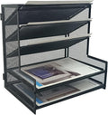SETTFRFE 5-Tier Metal Desk File Organizer, File Tray Rack | 3 Slanted+2 Horizontal Paper File Holder for Office Supplies,Multi Layer Letter Tray,Home Office Desktop Storage Rack,Black