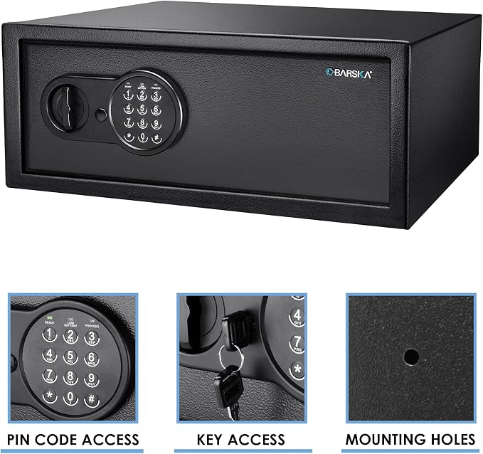 Barska Digital Keypad Home & Office Steel Security Safe Lock Box with Deadbolts - 1.2 Cu Ft Standard