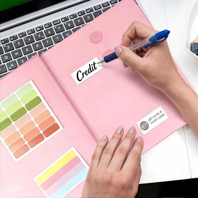 GANGZI The Life Book Document Organizer Binder | Binder with Guided Labels, Acid-Free File Folder Organizer, Document Holder for Home Records, Legal and Medical Papers (Pink)