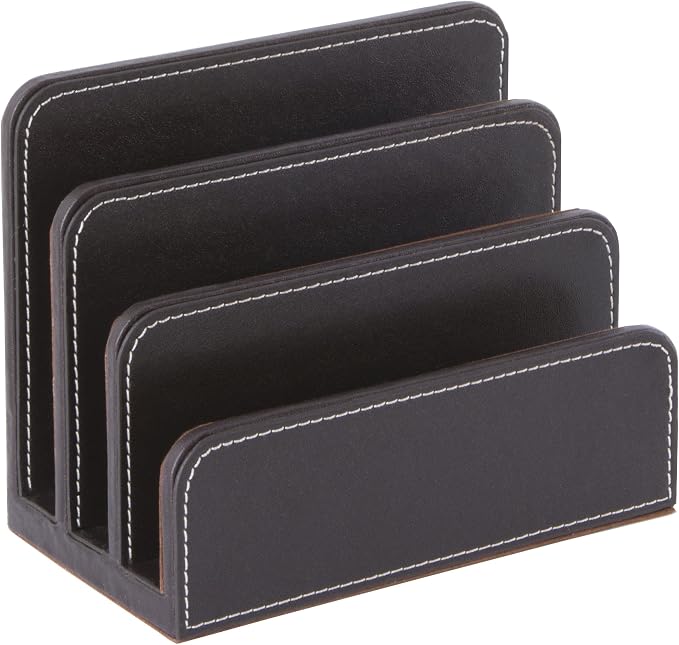Osco Brown Faux Leather Letter Holder