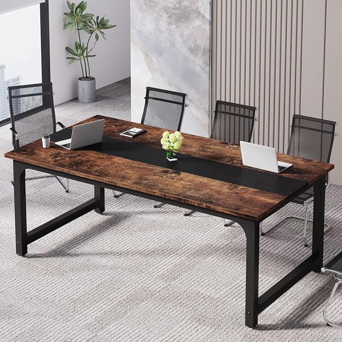LITTLE TREE 63 Inch Large Executive Office Desk, Simple Computer Workstation with 31.5 inch Extra Wide Desktop for Home Office