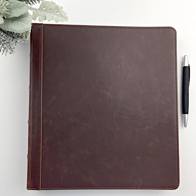 Samsill Vintage Leather 3 Ring Binder, Professional Organizer, Planner, 1 Inch Round Ring (Holds 200 Sheets), Letter Size 8.5 x 11, No Zipper, Brown