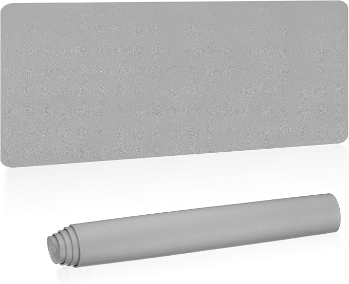PATIKIL Desk Mat, 48"x17" Waterproof PU Leather Desktop Protector Dual Sided, Light Grey