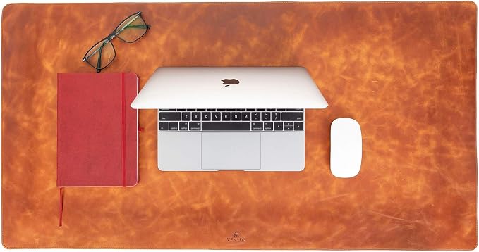 Premium Leather Desk Mat (36 X 19 inch) - Large Mouse Mat for Home Office Accessories (Antique Brown)*