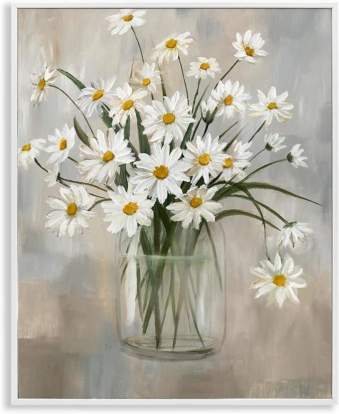 'Potted Daisy Bloom Bouquet'| Framed Giclee Art | Stupell Industries | White, 11 x 14 Inches, Easy to Hang and Sturdy, Made in USA, by Nan