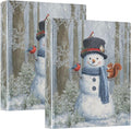 Woodland Animal and Cute Snowman Binder 3 Ring 1.5 Inch Binder with Clipboard&Pockets, Hardcover Binders Heavy Duty Large File Folder for Office School Supplies - Holds 200 Sheets, 2 PC