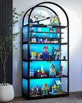 Display Arched Cabinet with Glass Doors, Curio Cabinet for Labubu Display 5-Tier Display Case with 7 Color RGB Lights for Collectibles, Display Cases for Book/Medal/Figure