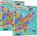 United States Map 3 Ring Binder with 2 Interior Pockets 1.5 inch Binders 3 Ring Heavy Duty Fit 8.5" x 11" Letter Size for Office School, 2 Pack