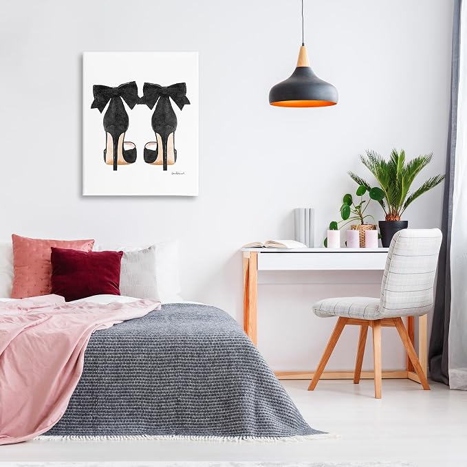 Stupell Industries Glam Pumps Heels With Black Bow XXL Stretched Canvas Wall Art, Proudly Made in USA | Stupell Industries · By Amanda Greenwood · Ready to hang · Chic fashion decor for home or office · Made in USA
