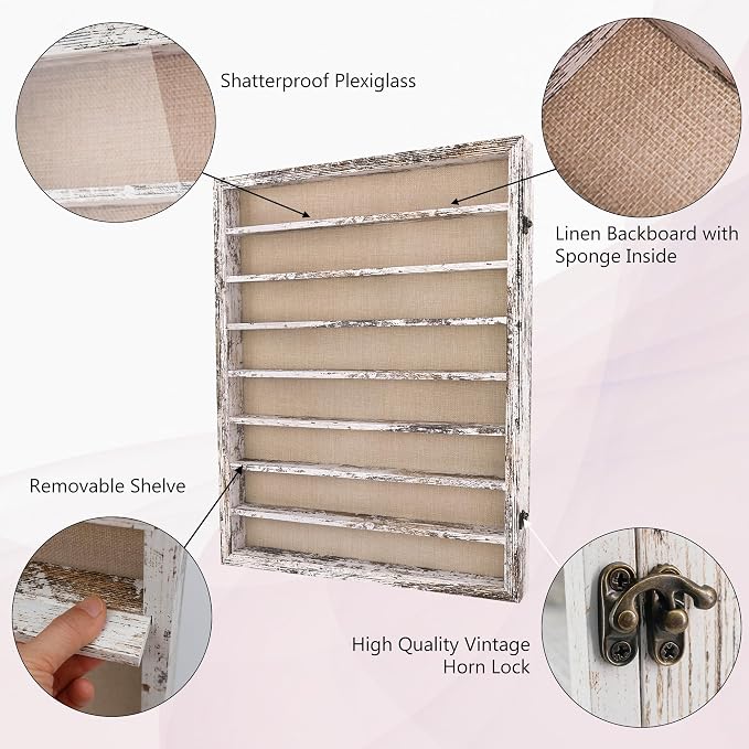 18*24 Large Shadow Box Frame with Removable Shelves,White Shadow Boxes Display Cases for Small collectables，Deep Memory Box Display Case Trinket Shelf for Collection，Coins，Miniatures Figures