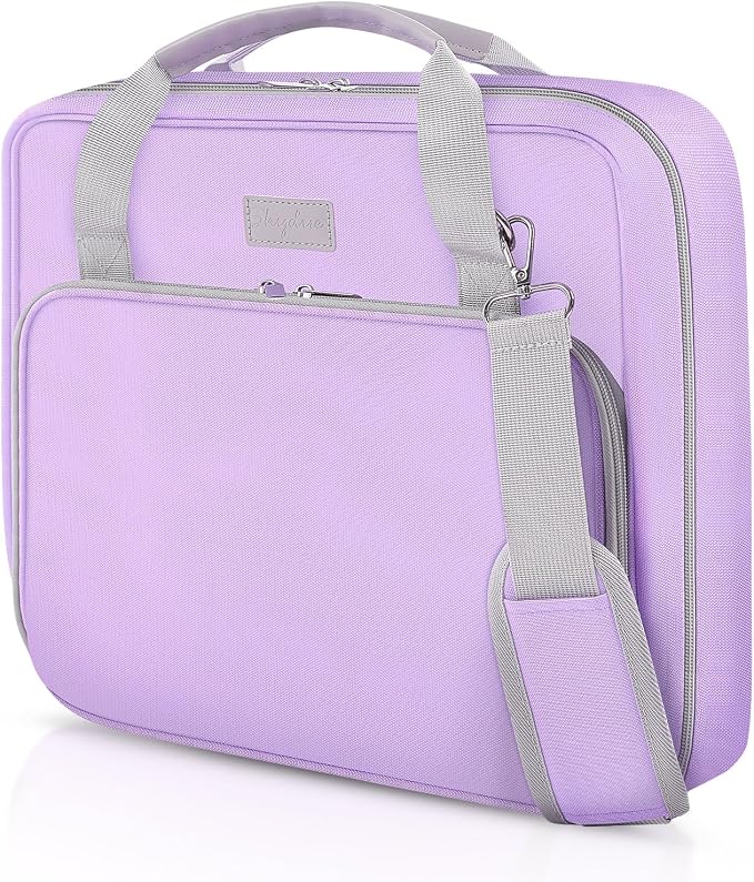 SKYDUE Zipper Binder 3 Inch D-Ring School Binder, Oxford Fabric School Organizer Holds 700+ Sheets, Fits 14" Laptop, Water-Resistant, Handle & Shoulder Strap, 14"x13" – School Supplies, Purple